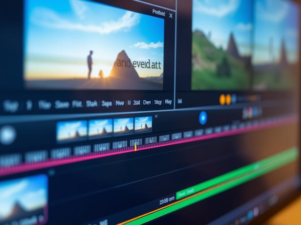 Ekran programu do montażu filmu z timeline projektu promocyjnego