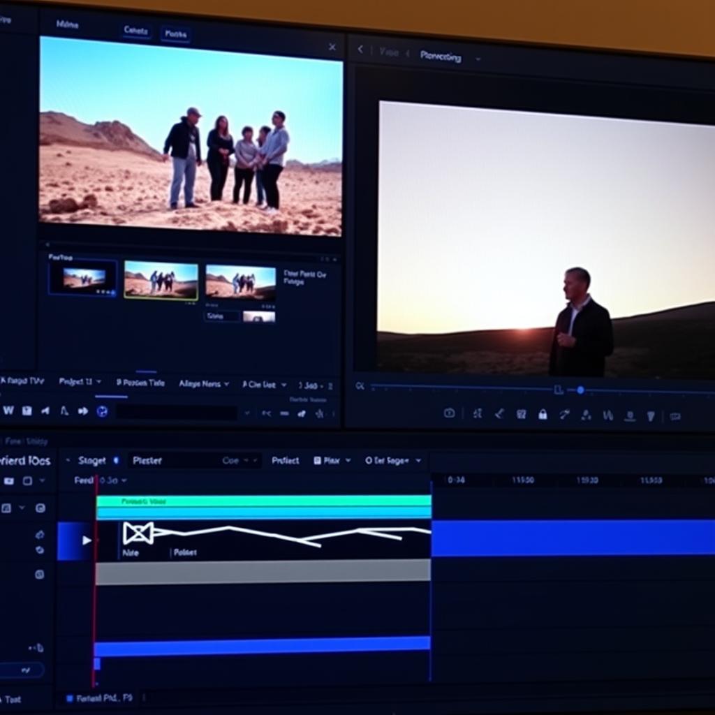 Interfejs Adobe Premiere Pro podczas postprodukcji filmu promocyjnego