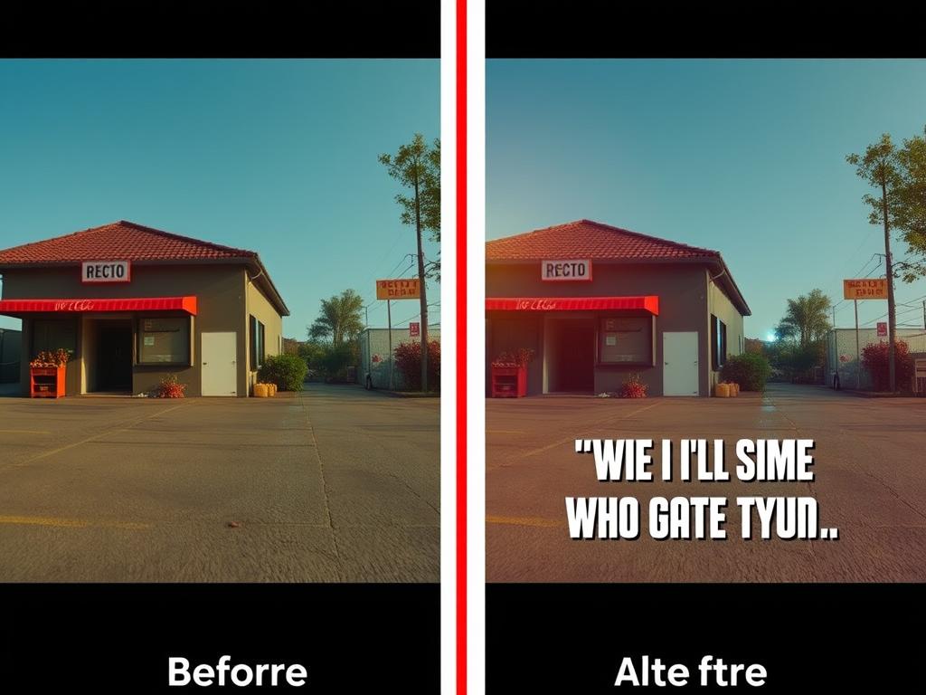 Porównanie kadru z filmu promocyjnego przed i po postprodukcji