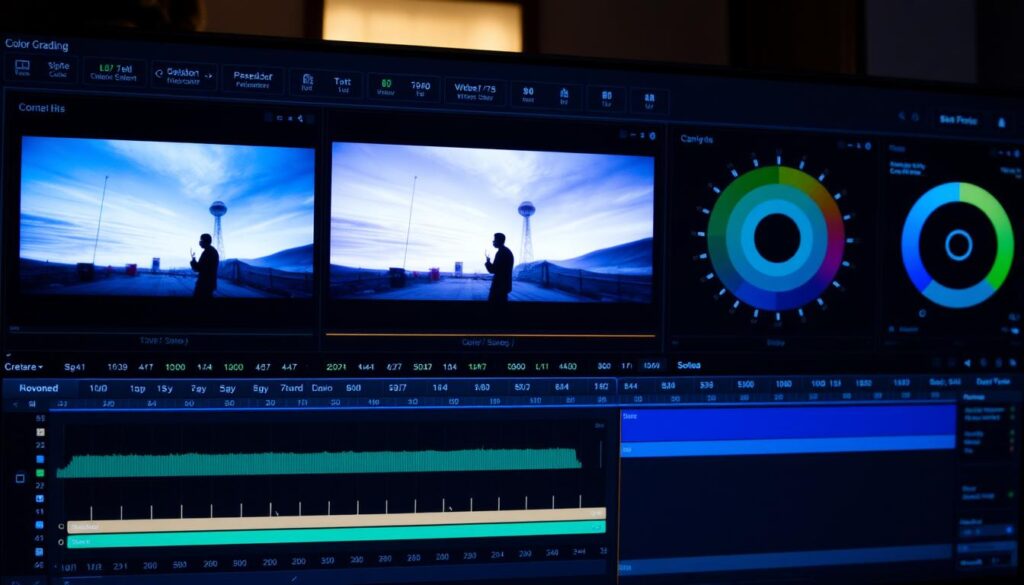 Proces zaawansowanej korekcji kolorów w filmie promocyjnym