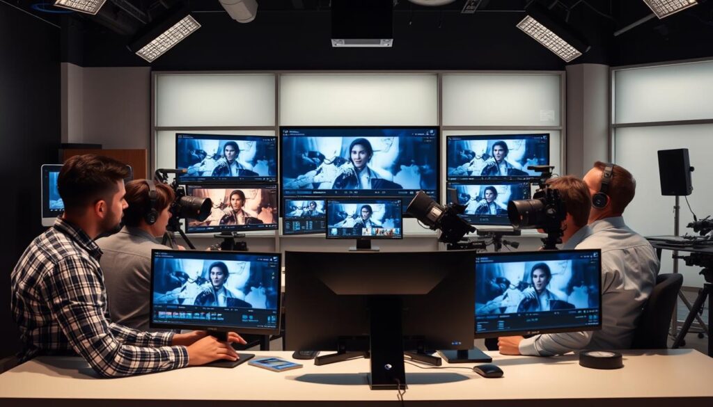 Zespół pracujący nad postprodukcją filmu promocyjnego